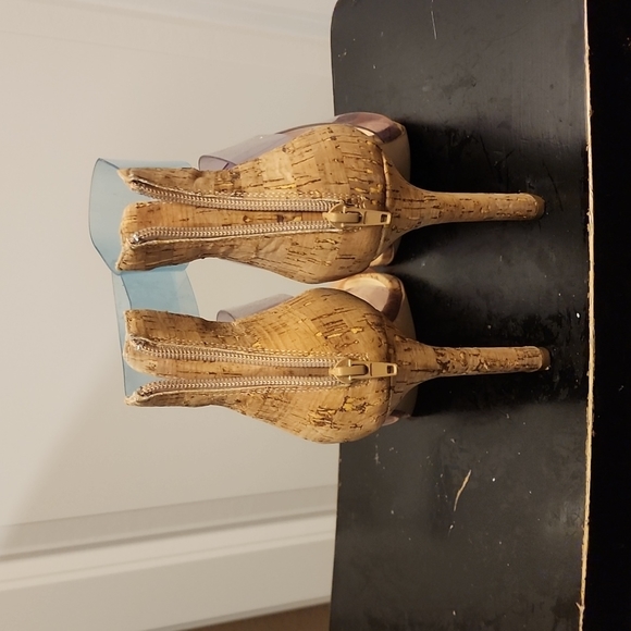 Jessica Simpson Multi Colored Clear Strap Cork Heels - Picture 3 of 5